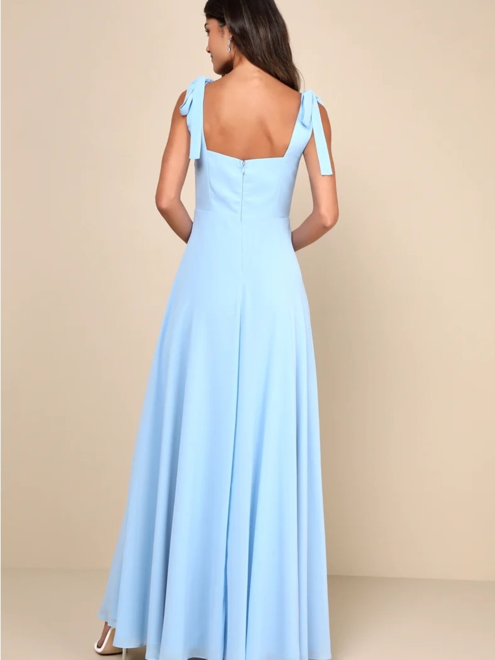 Lulu's Light Blue Tie-Shoulder Wedding Dress - Picture 5 of 5